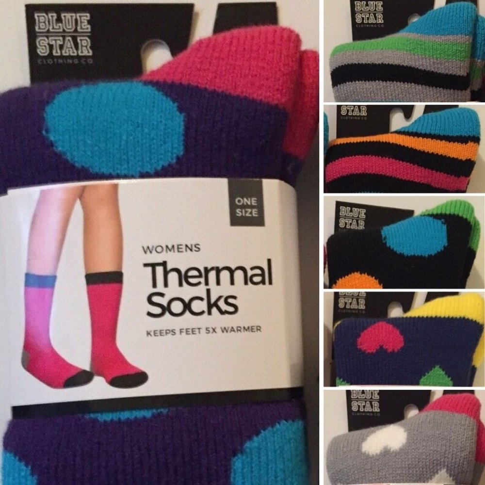 Thermal Socks - Soft Warm Stripes Dots Hearts